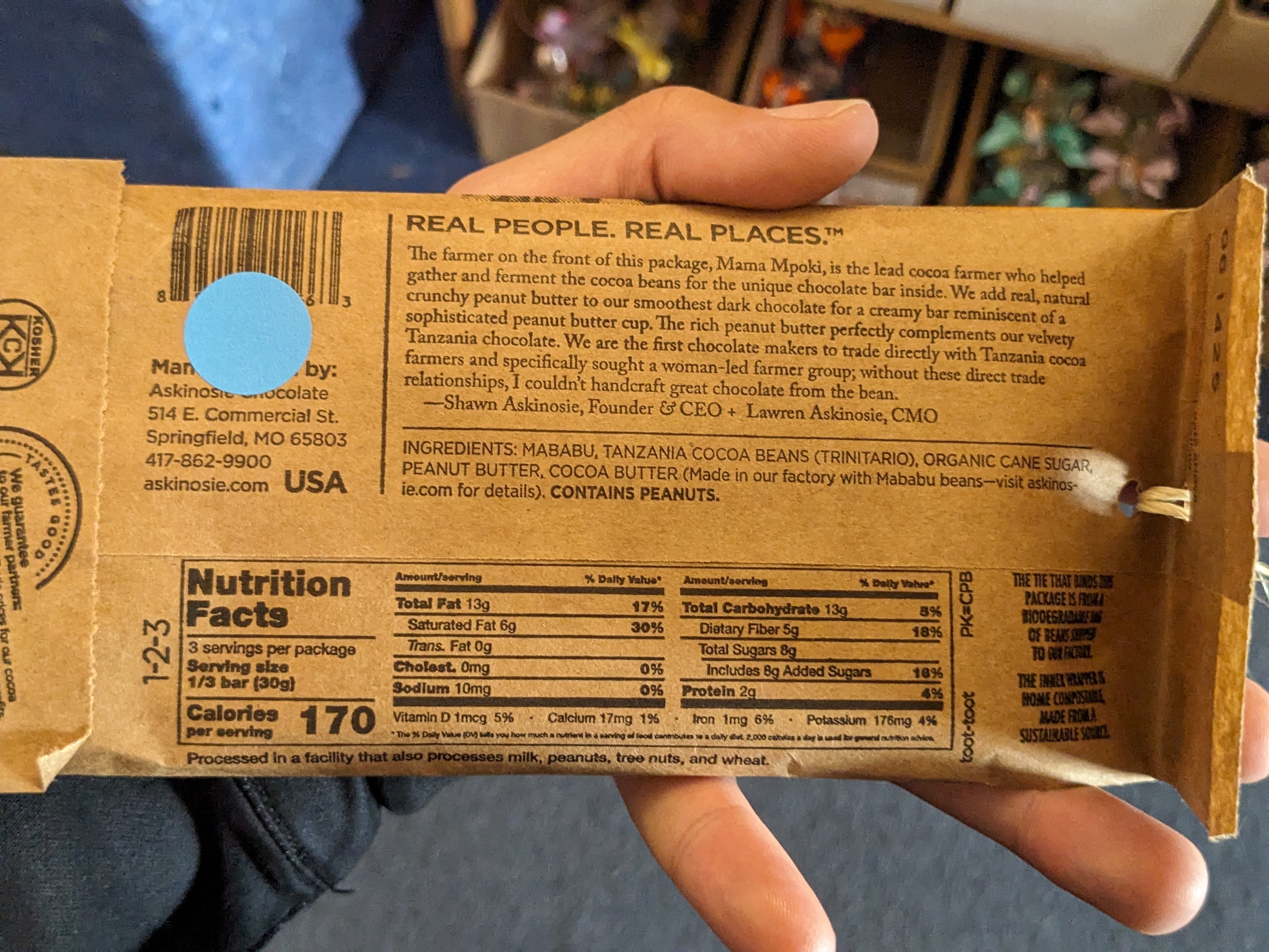 Mababu Tanzania, 60% Dark Chocolate + Peanut Butter