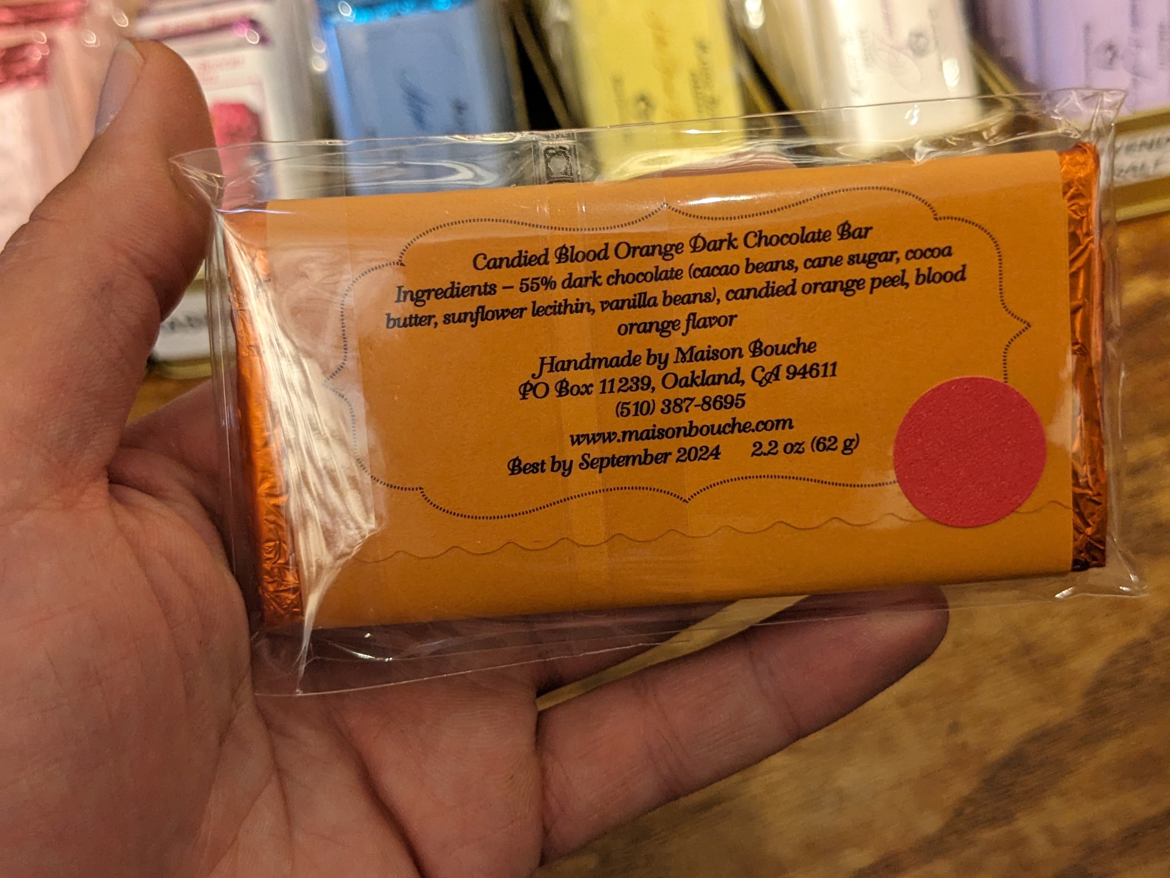 Candied Blood Orange Dark Chocolate Bar